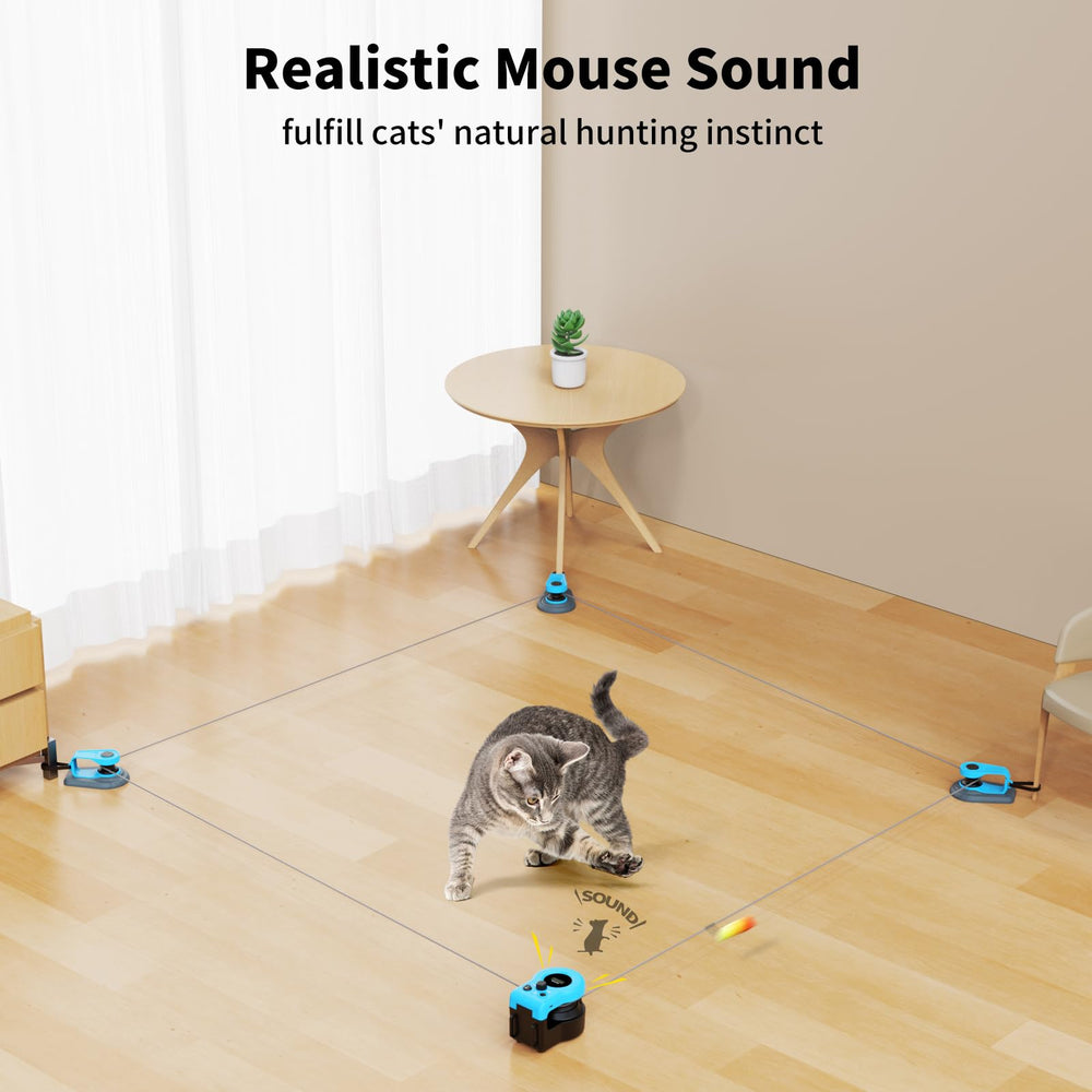 AsFrost cat toy with mice sound stimulates instinctive chase and play sessions.