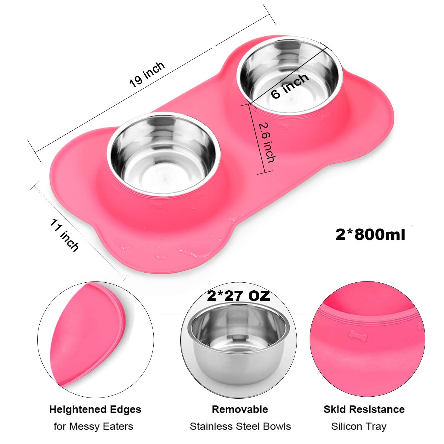 AsFrost stainless steel dog bowls large set, ideal for bigger meals