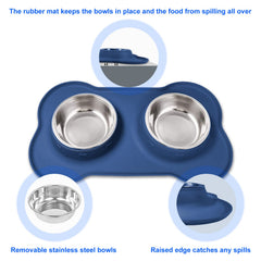 AsFrost platos de acero inoxidable para perro azul, duraderos y fáciles de limpiar