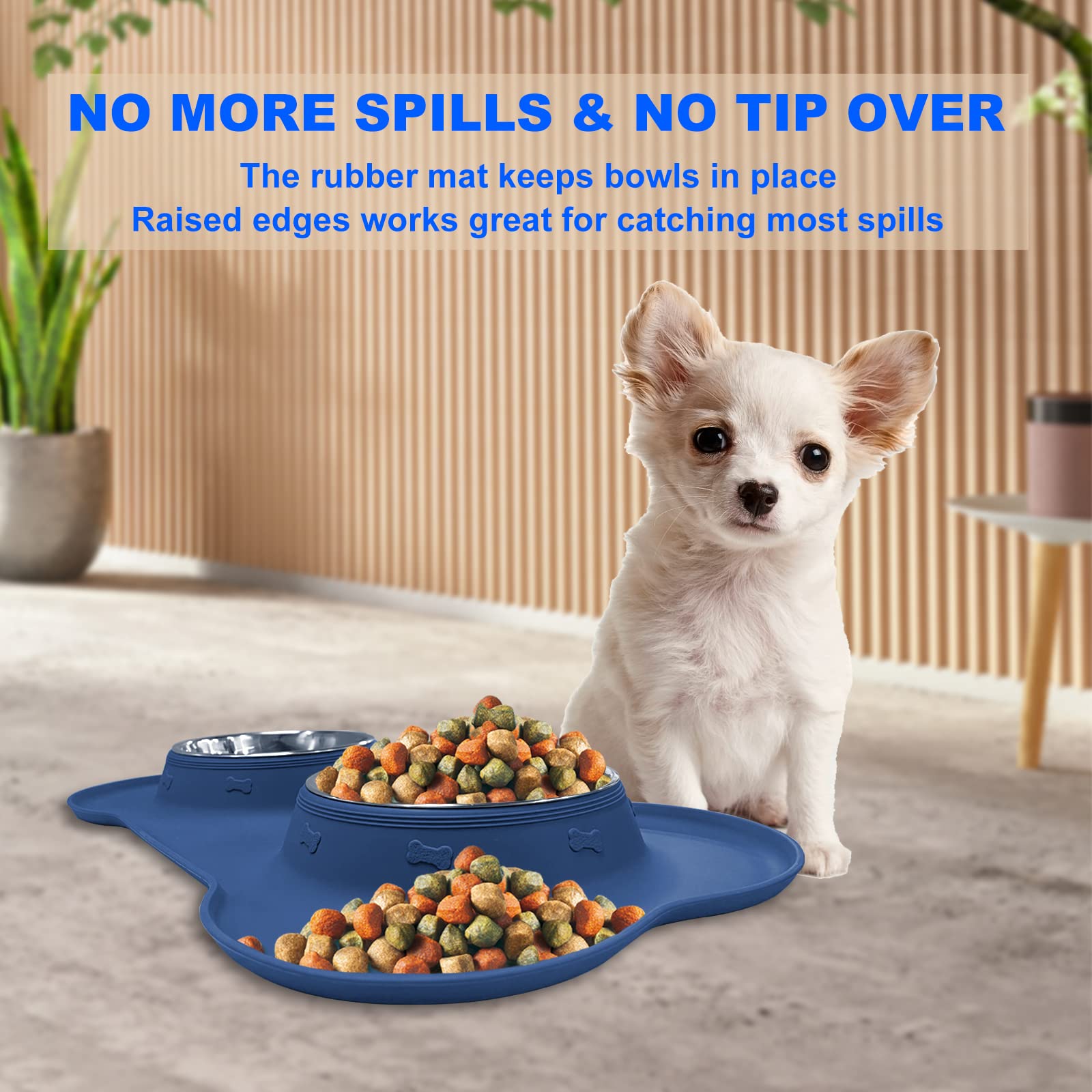 AsFrost plato de acero inoxidable pequeño para perros azules apto para cachorros