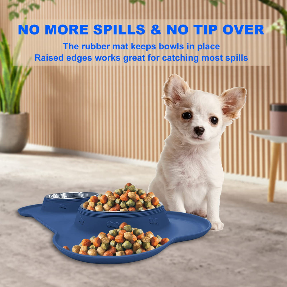 AsFrost plato de acero inoxidable pequeño para perros azules apto para cachorros