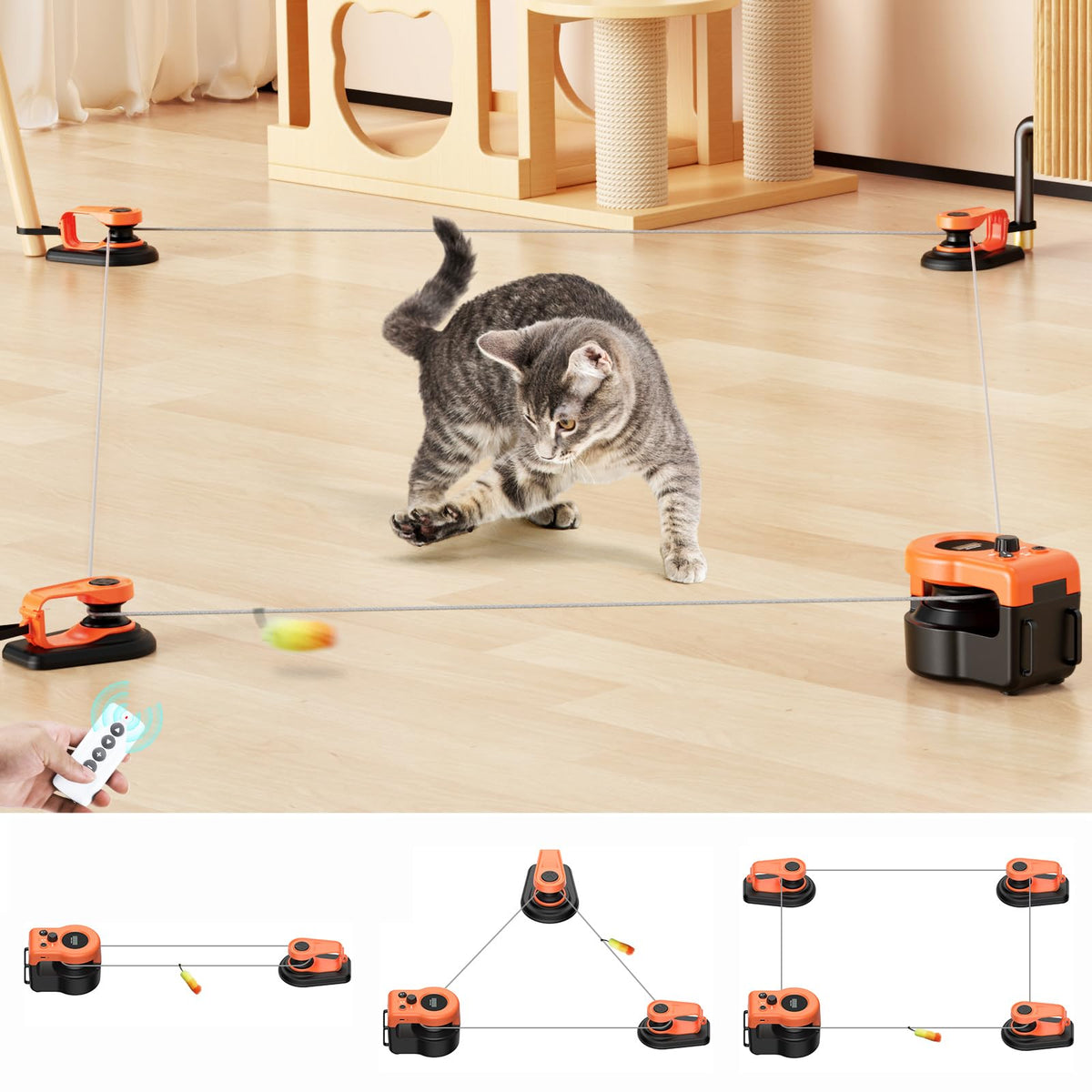 AsFrost upgraded cat toy treadmill front view enables energetic indoor chasing sessions.