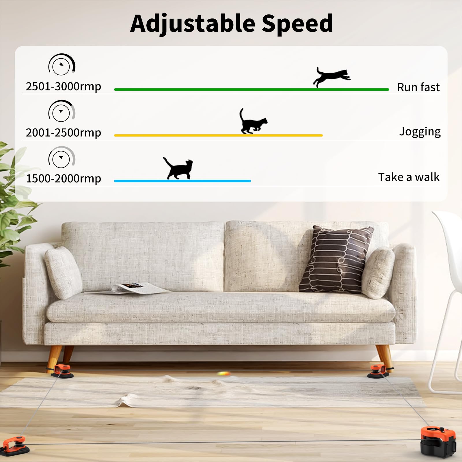 AsFrost upgraded cat toy treadmill side view highlights compact design for small spaces.