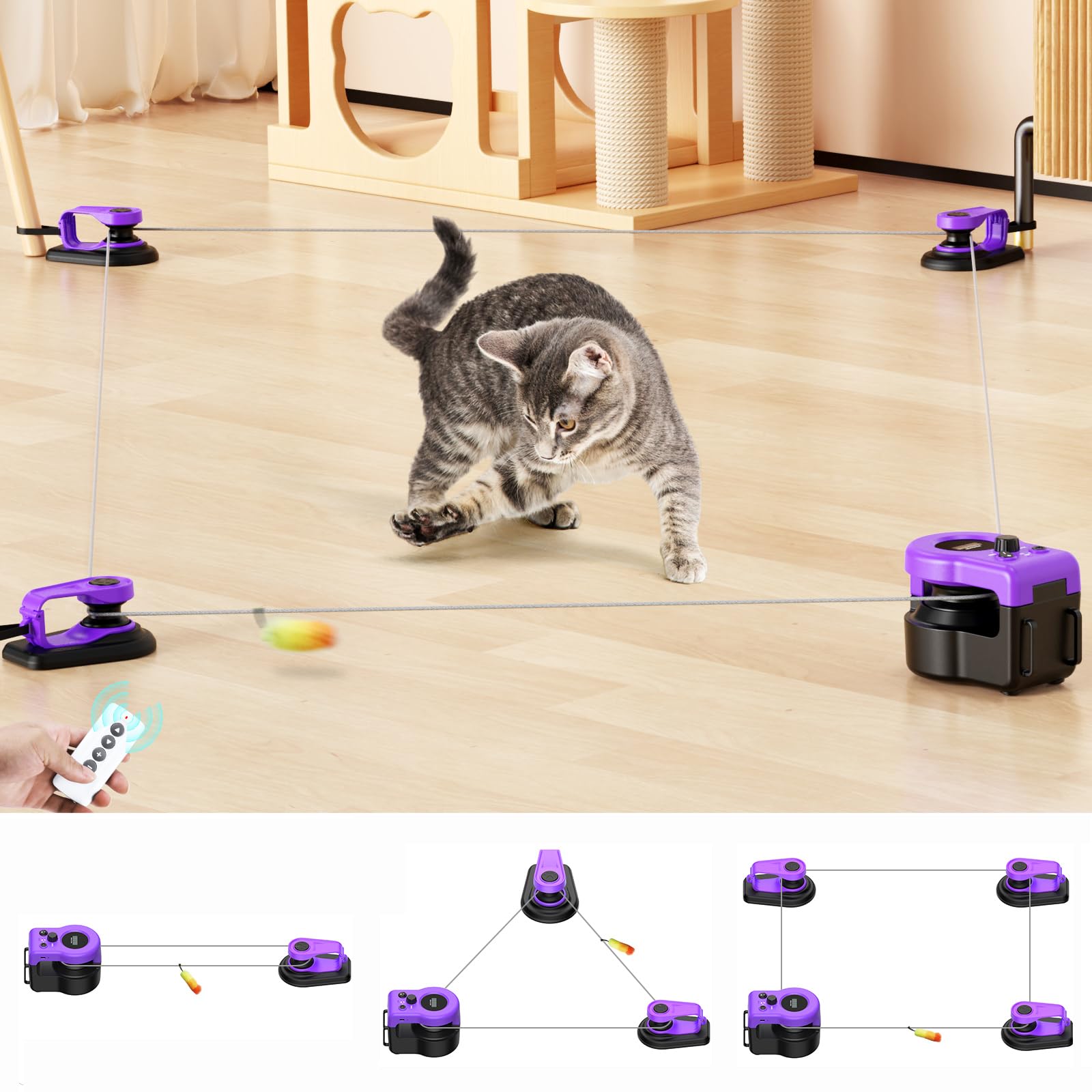 AsFrost Upgraded Interactive Cat Toy remote control for engaging indoor play and chase sessions.