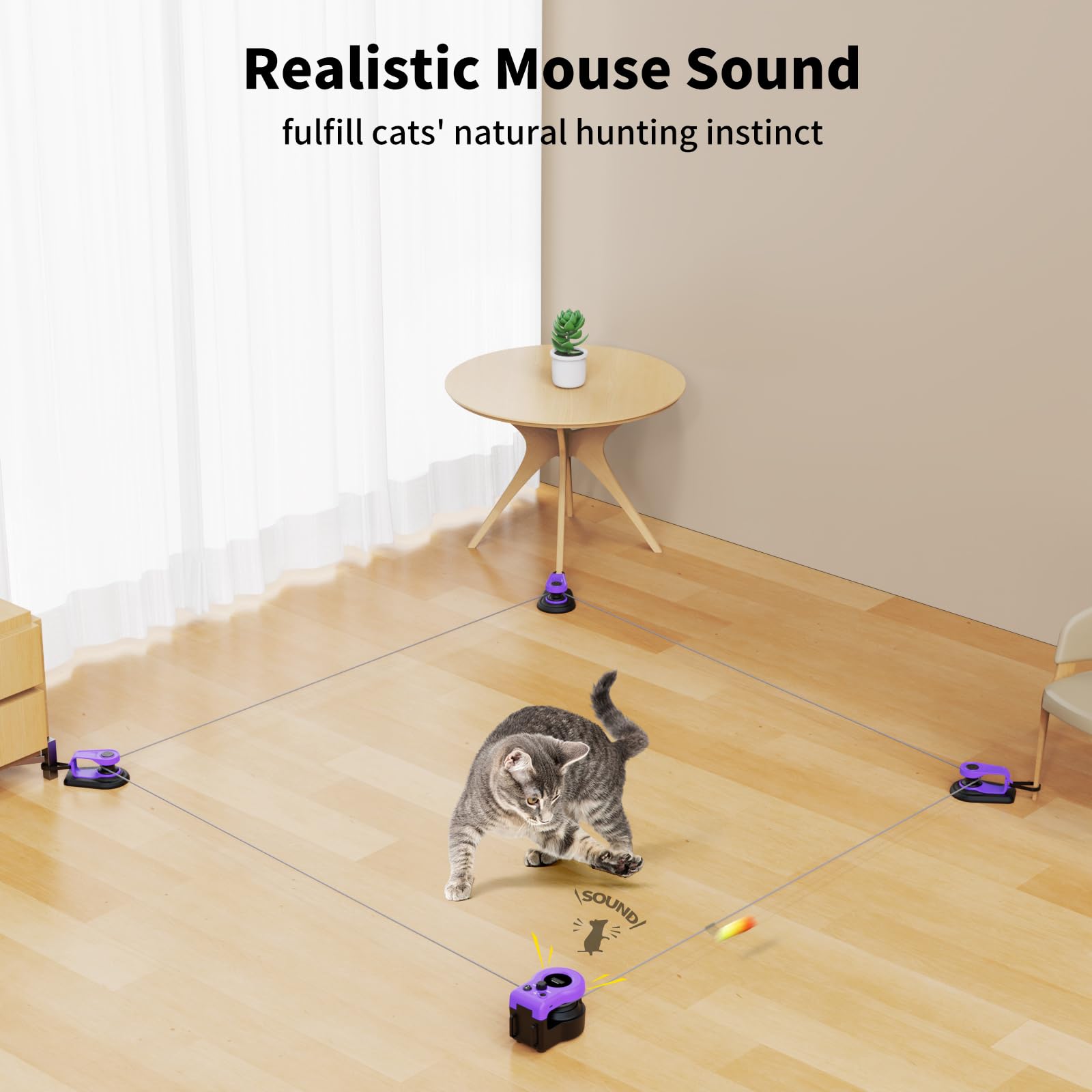 AsFrost Upgraded Interactive Cat Toy three-wire clips boost varied play routes and exercise.