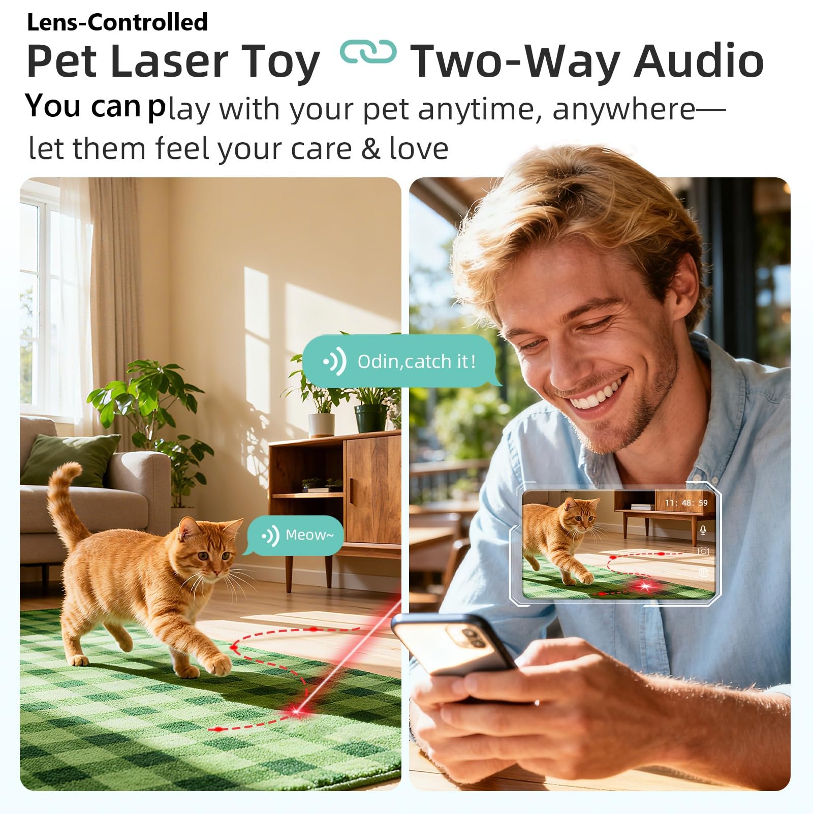 ASFSKY Pet Camera 2K auto-tracking captures every leap with crisp detail