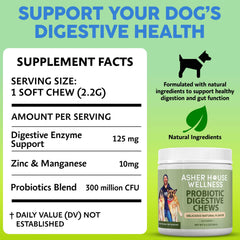 Asher House Wellness probiotics dog chews close-up texture highlights natural flavor.