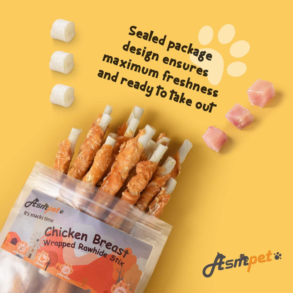 ASMPET dog chews chicken wrapped rawhide stick 7 ideal for training breaks and rewarding good behavior.