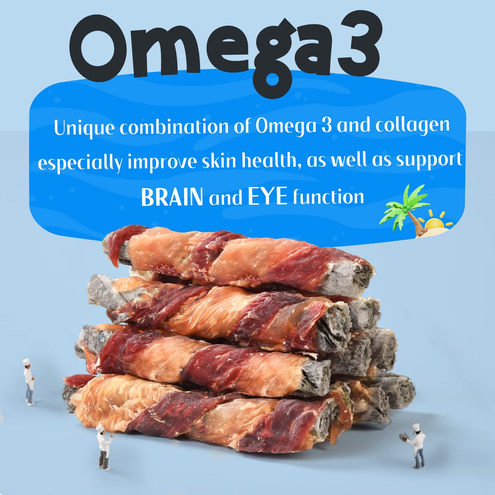ASMPET cod skin sticks wrapped with chicken and duck for protein-rich chew.
