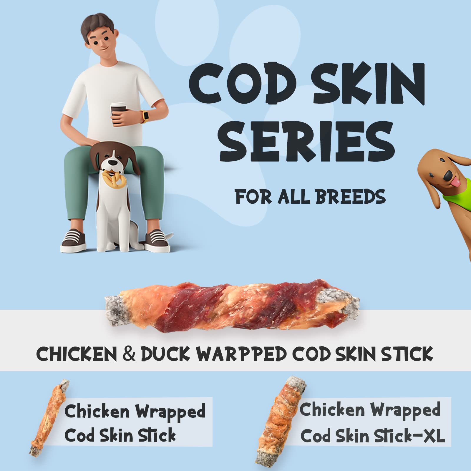ASMPET cod skin treats outdoors during walks for easy rewards.