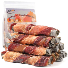 ASMPET cod skin treats packaging with resealable bag for fresh portability.