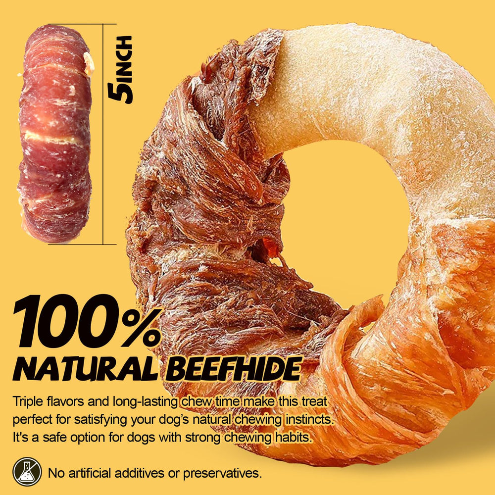 ASMPET dog donut treats pack-4: 4-inch donuts offer satisfying, longer chewing sessions