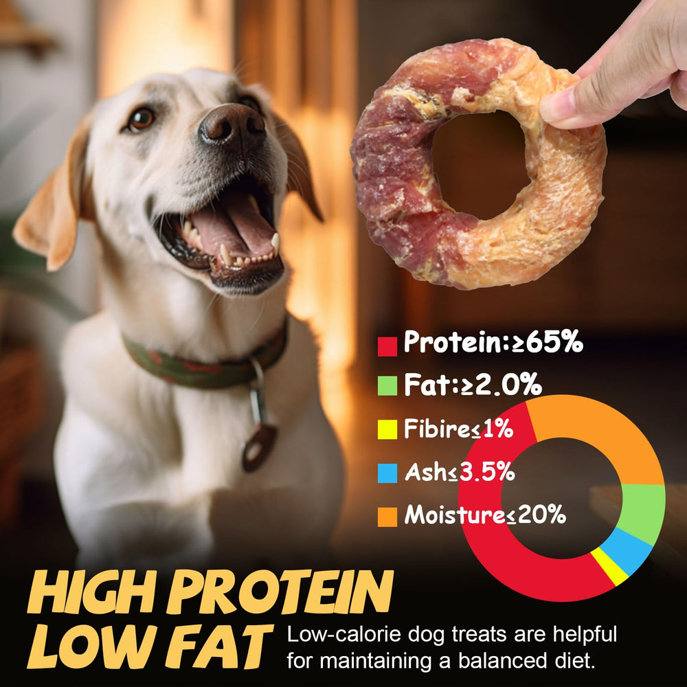 ASMPET dog donut treats pack-5: natural beefhide base with collagen-rich chew
