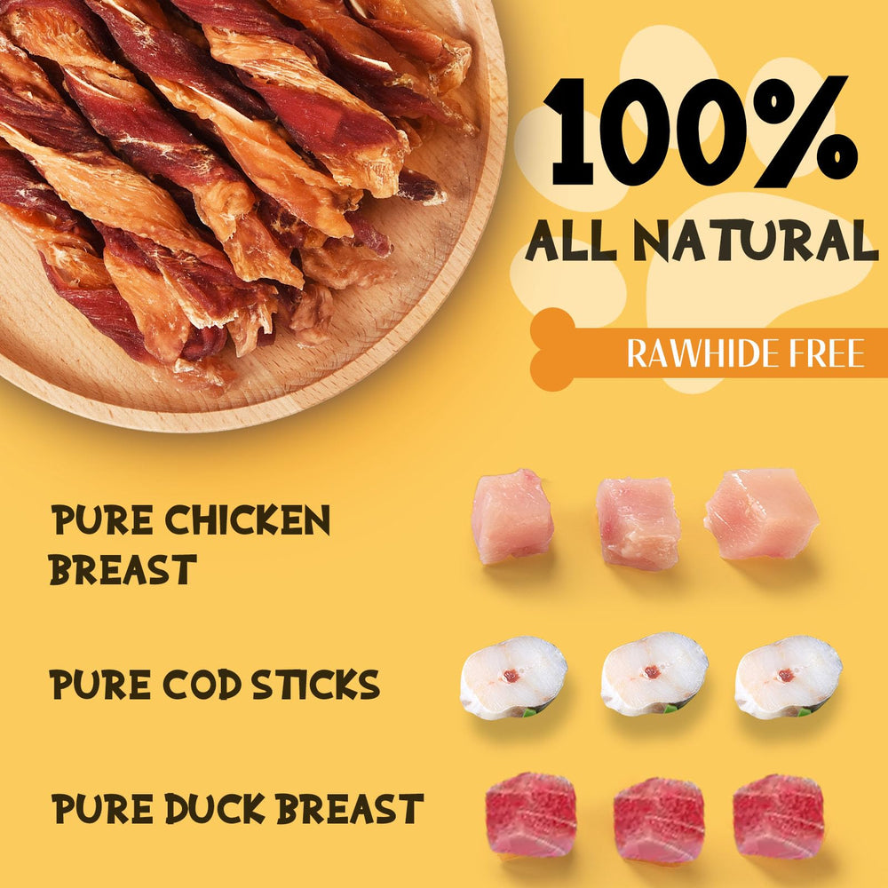 ASMPET dog jerky triple flavor twists close-up showing texture ideal for chewers and rewards