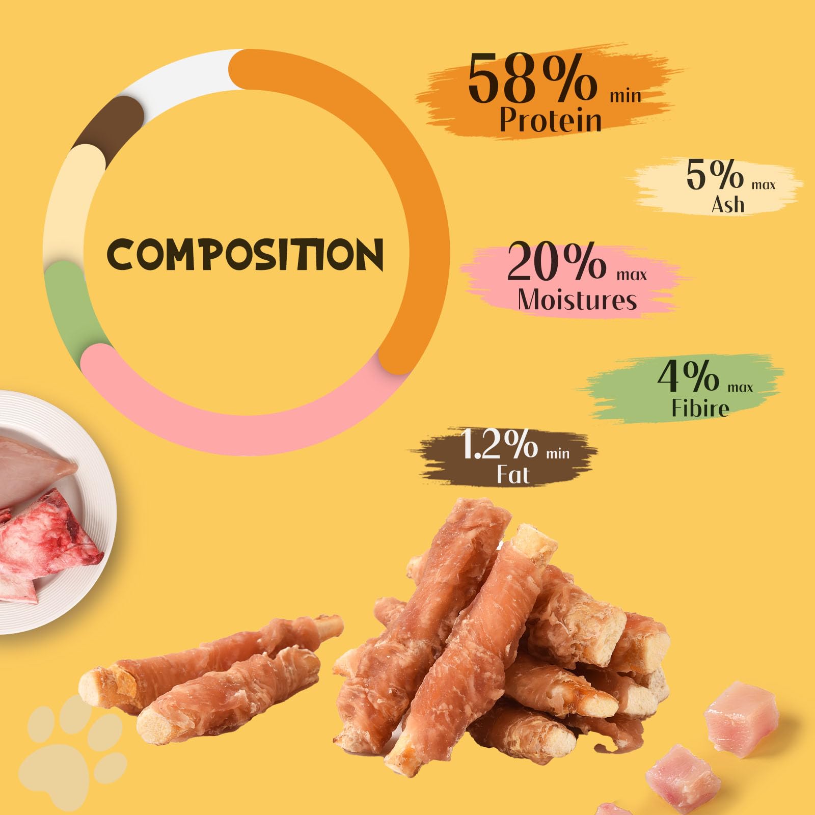 ASMPET healthy-coat chew promotes shiny fur with a savory chicken flavor.