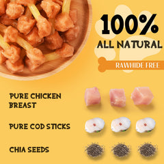 ASMPET rawhide-free grain-free dog treats shown as healthy chew alternative