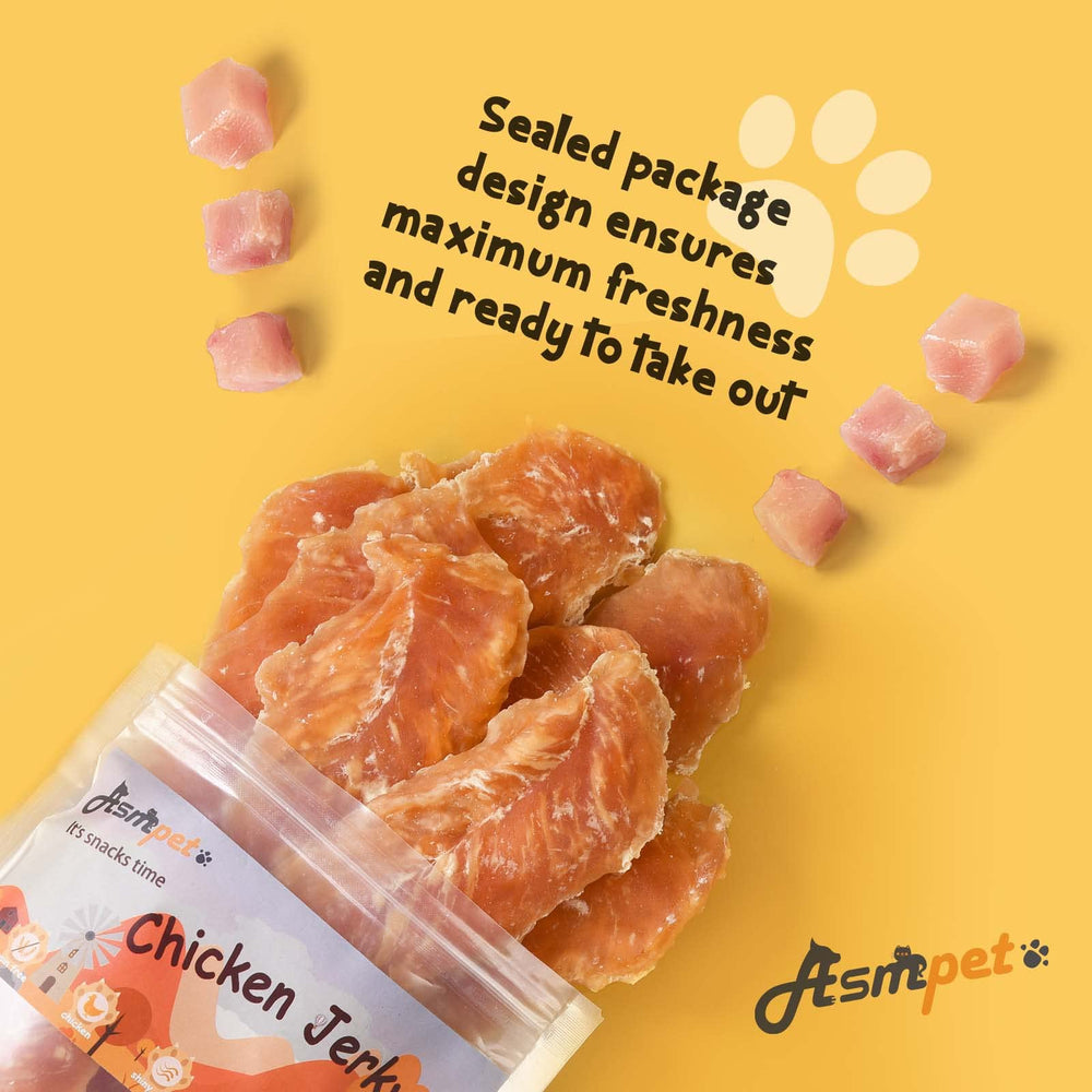 ASMPET jerky storage jar demonstrates air-tight packaging to maintain freshness.
