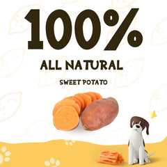 ASMPET Sweet Potato Strips bag open showing chewy texture for rewards