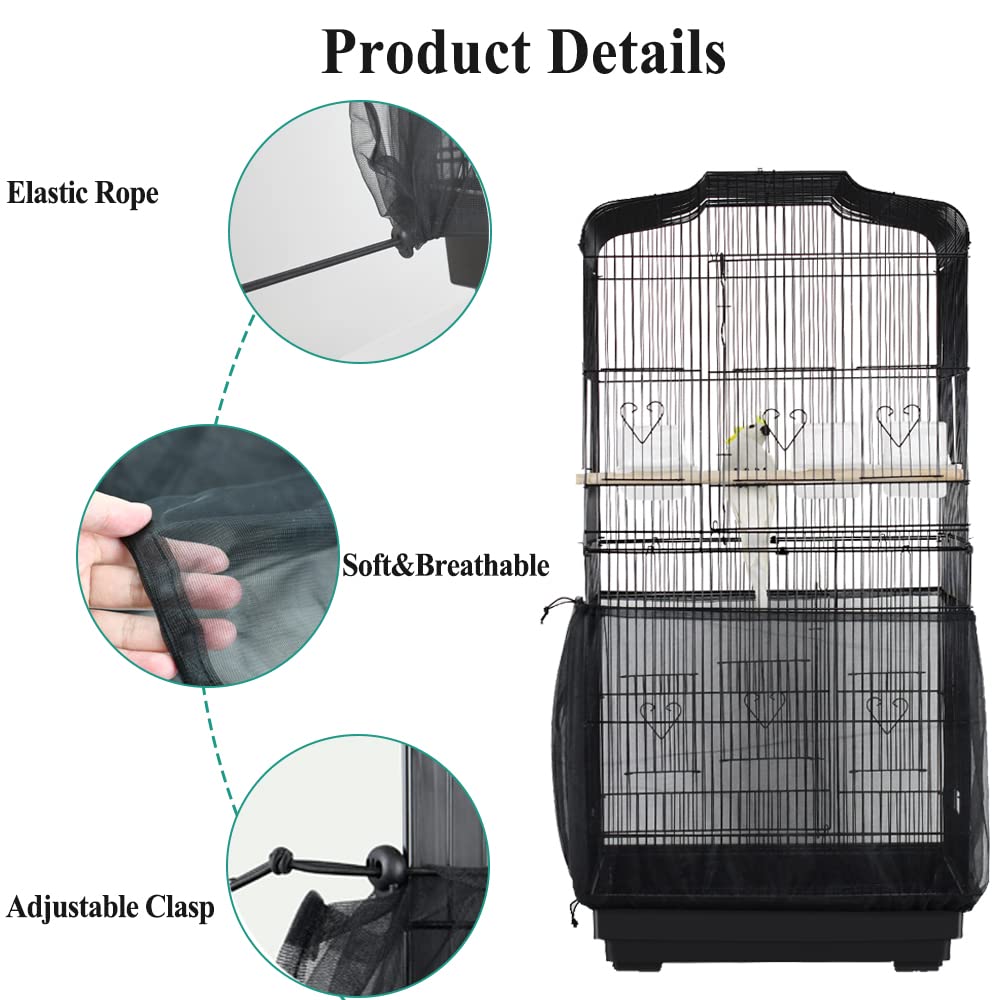 ASOCEA adjustable parakeet cage nylon mesh for versatile round or square cages