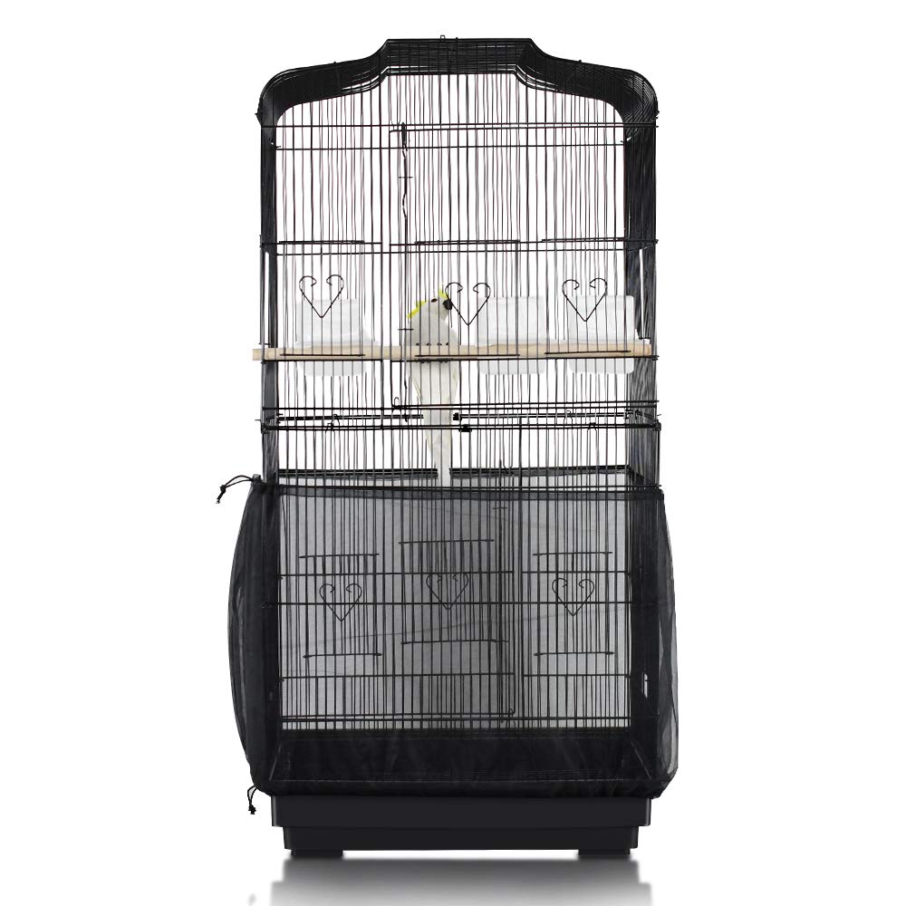 ASOCEA seed catcher netting around cage reduces floor mess and feathers