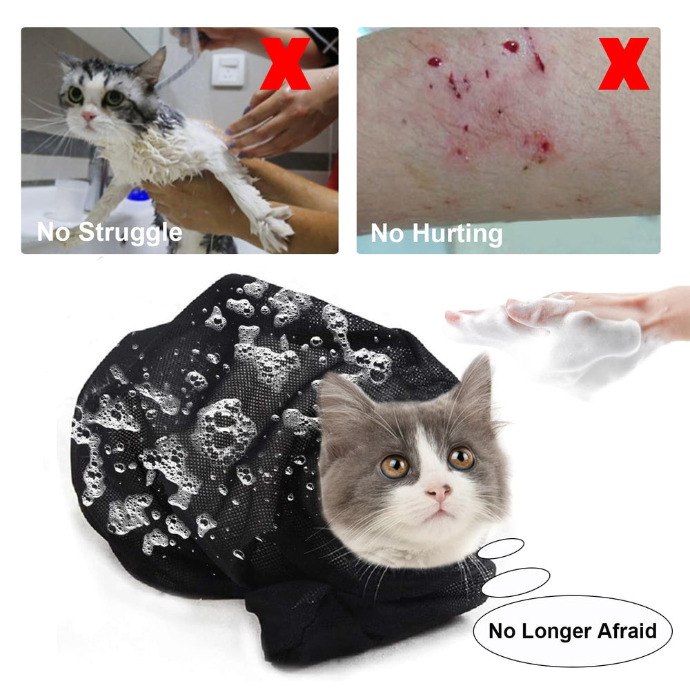 ASOCEA cat bathing bag drawstrings design helps calm movement during grooming.