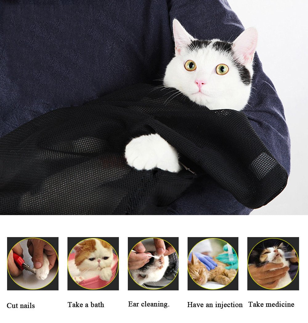 ASOCEA cat bathing bag washable material ensures easy cleaning after baths.