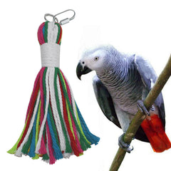 ASOCEA colorful cotton rope bird toy in cage for enrichment and play