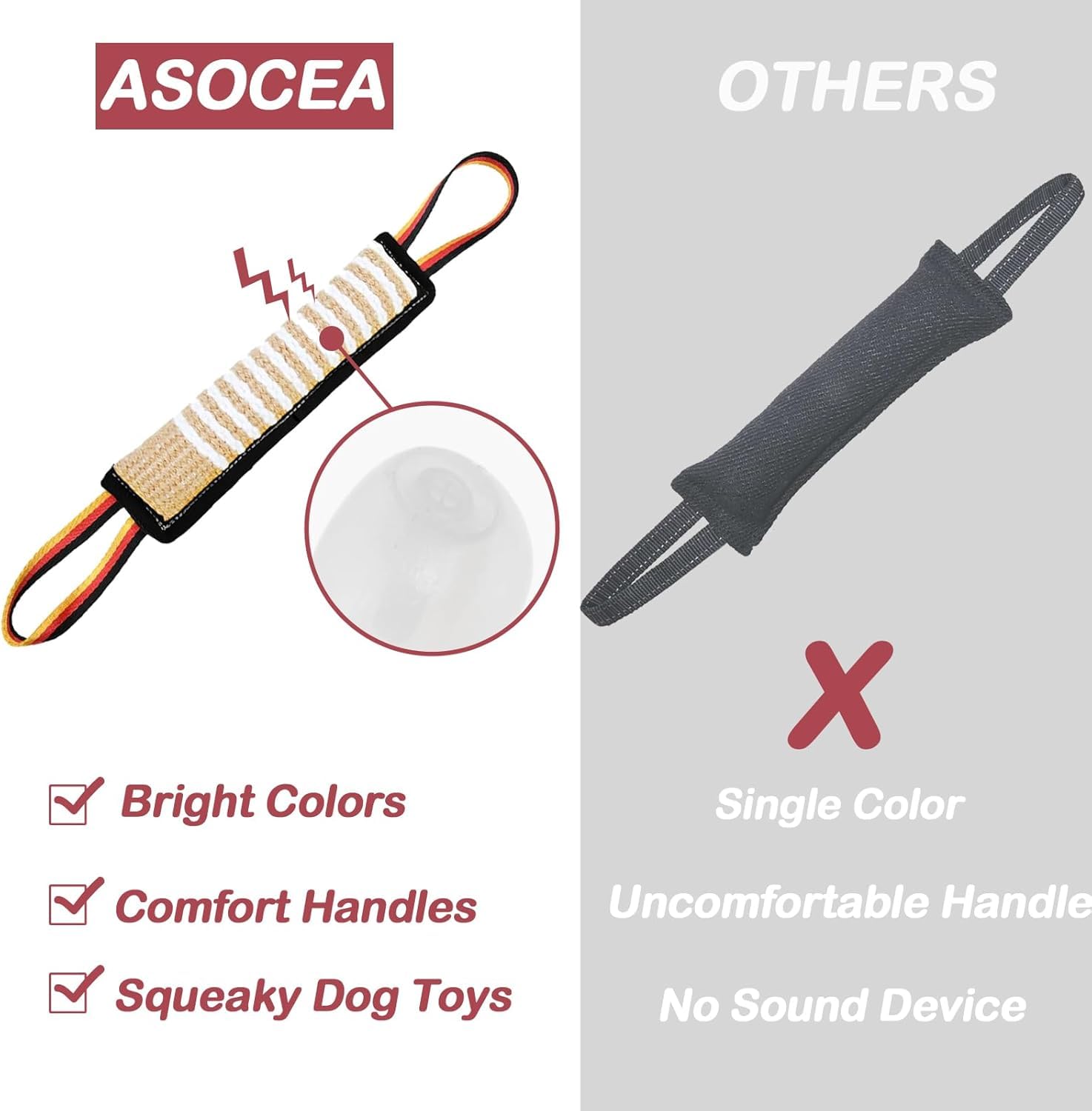 ASOCEA training tug toy supports bite training and energy release