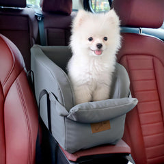 Asou dog booster surface closeup highlights easy-clean leather-like material.
