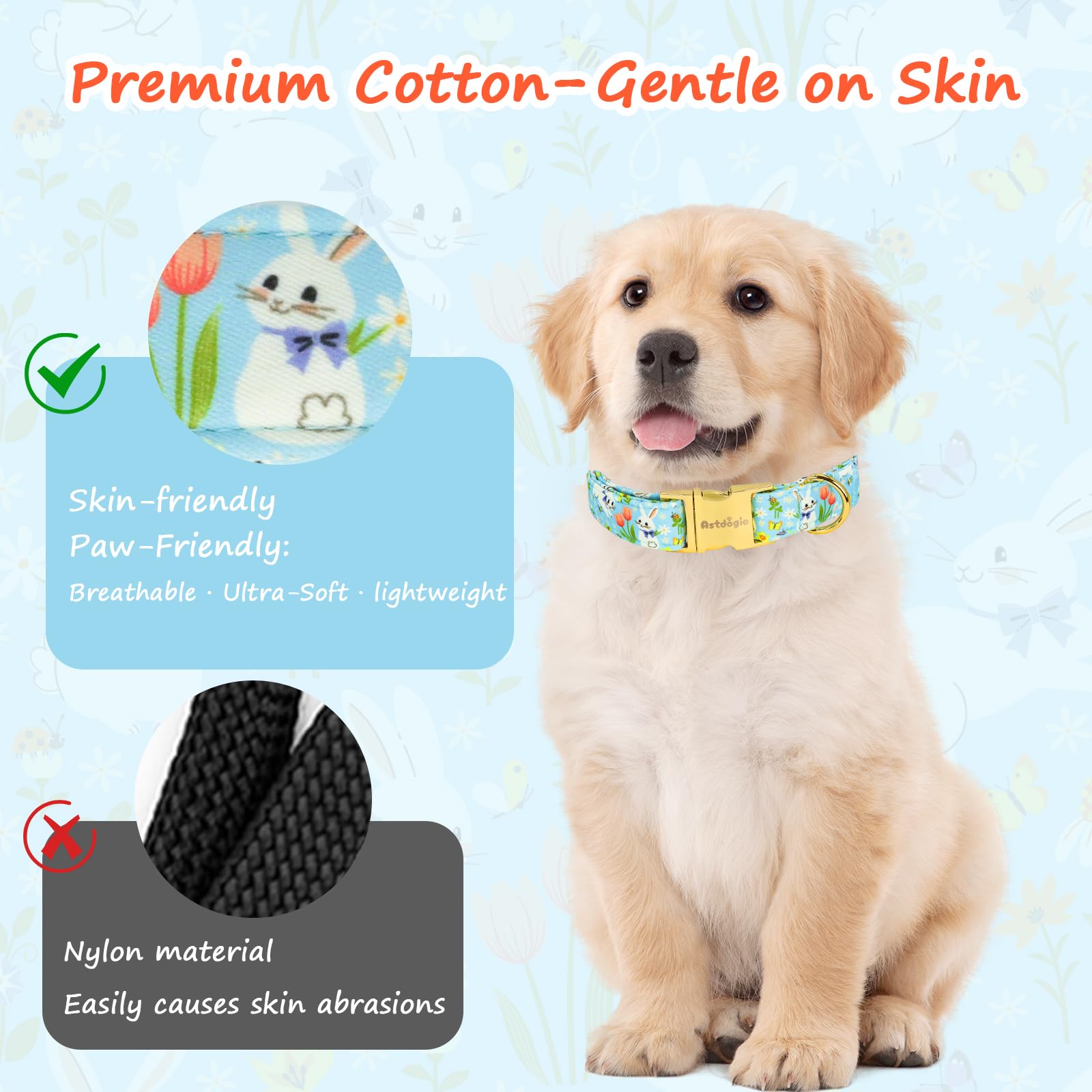 Astdogio metal D-ring and slide buckle ensure secure leash attachment.
