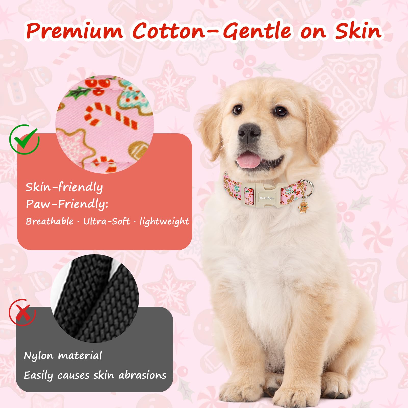 Astdogio handcrafted collar with smooth edges reduces chafing