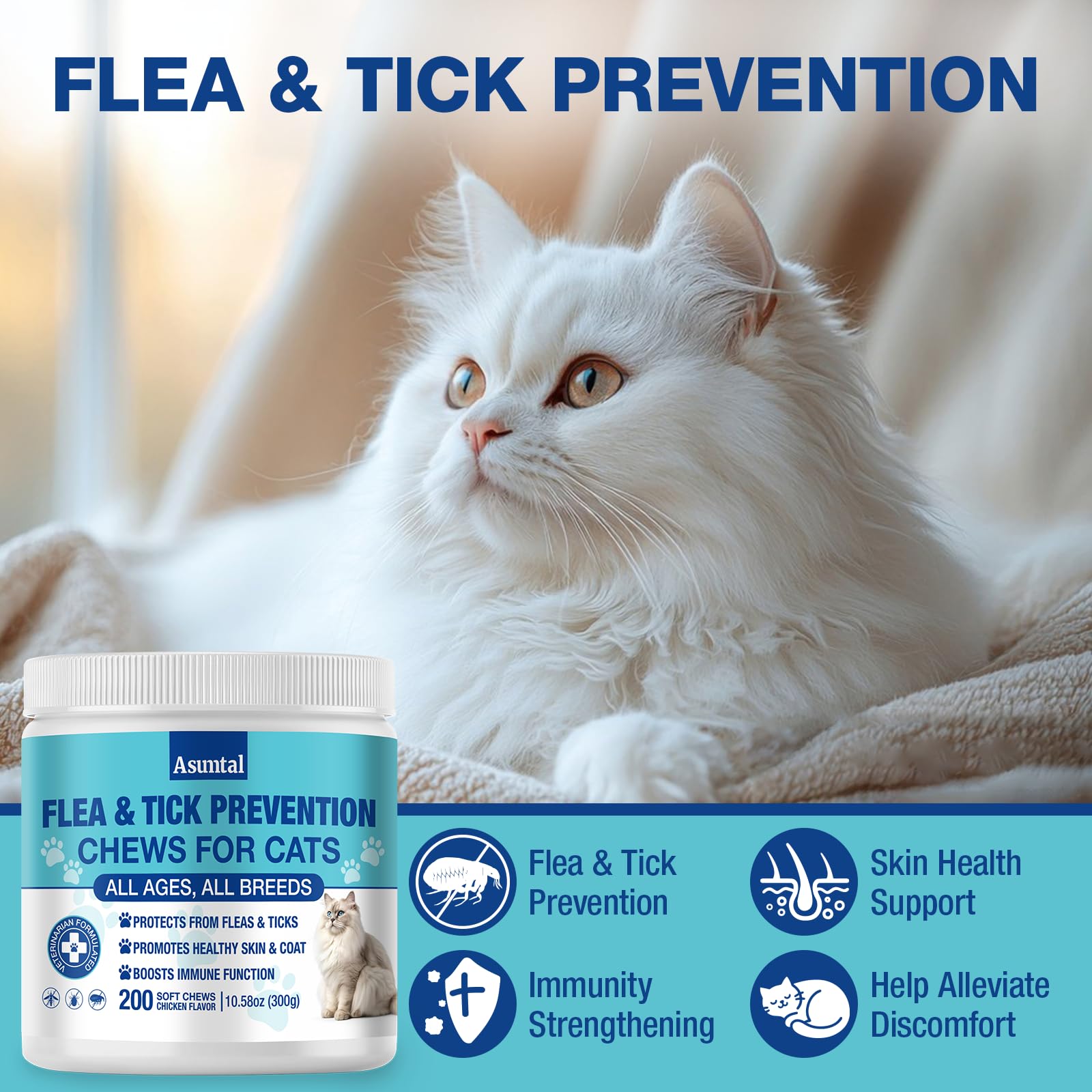Asumtal chicken-flavor cat chews show tasty daily protection for cats