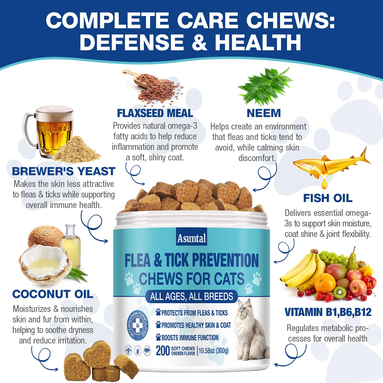Asumtal daily-cat-chew-pill-dispense illustrates easy feeding and routine use