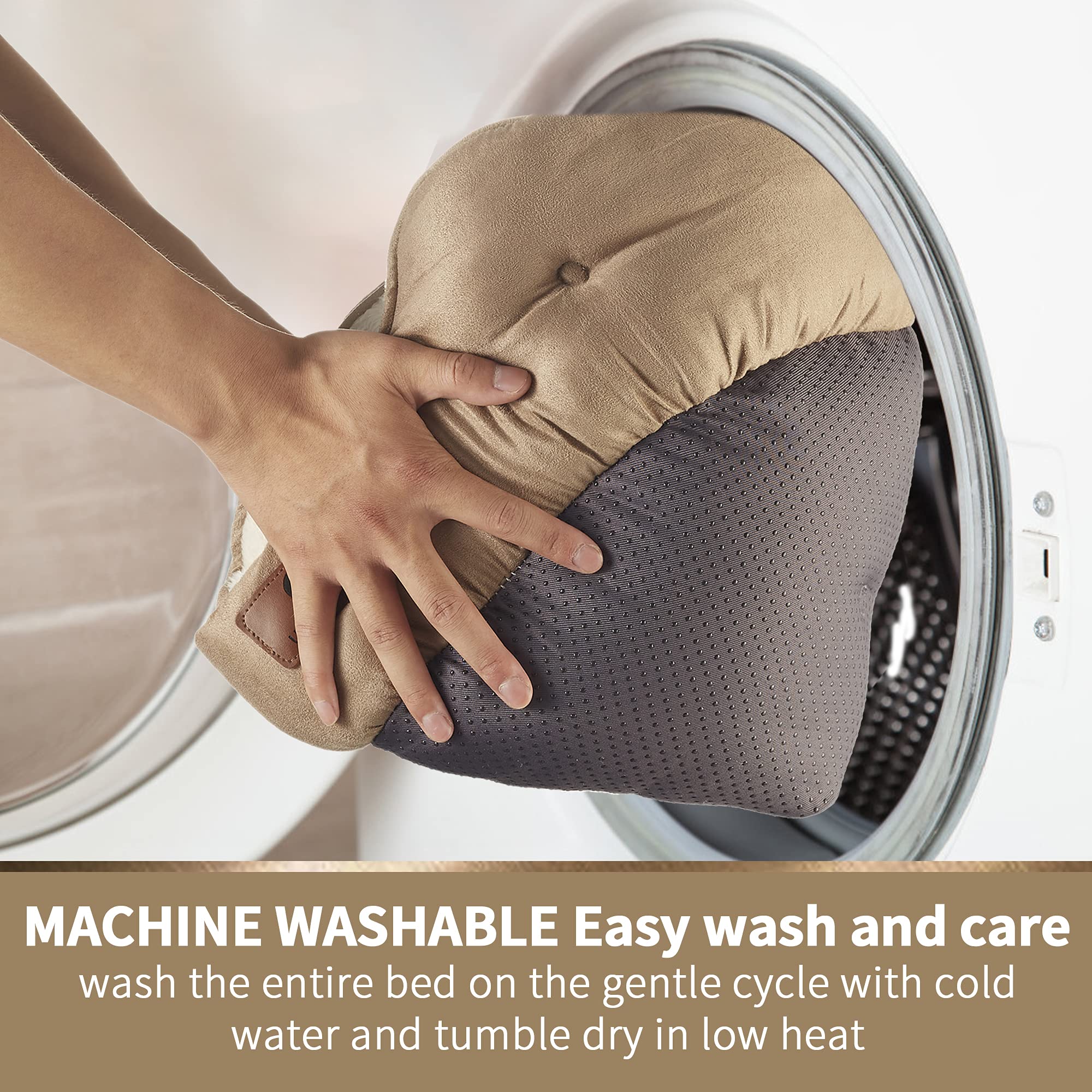 Asvin-bed-machine-washable simplifies cleaning with a gentle cycle.