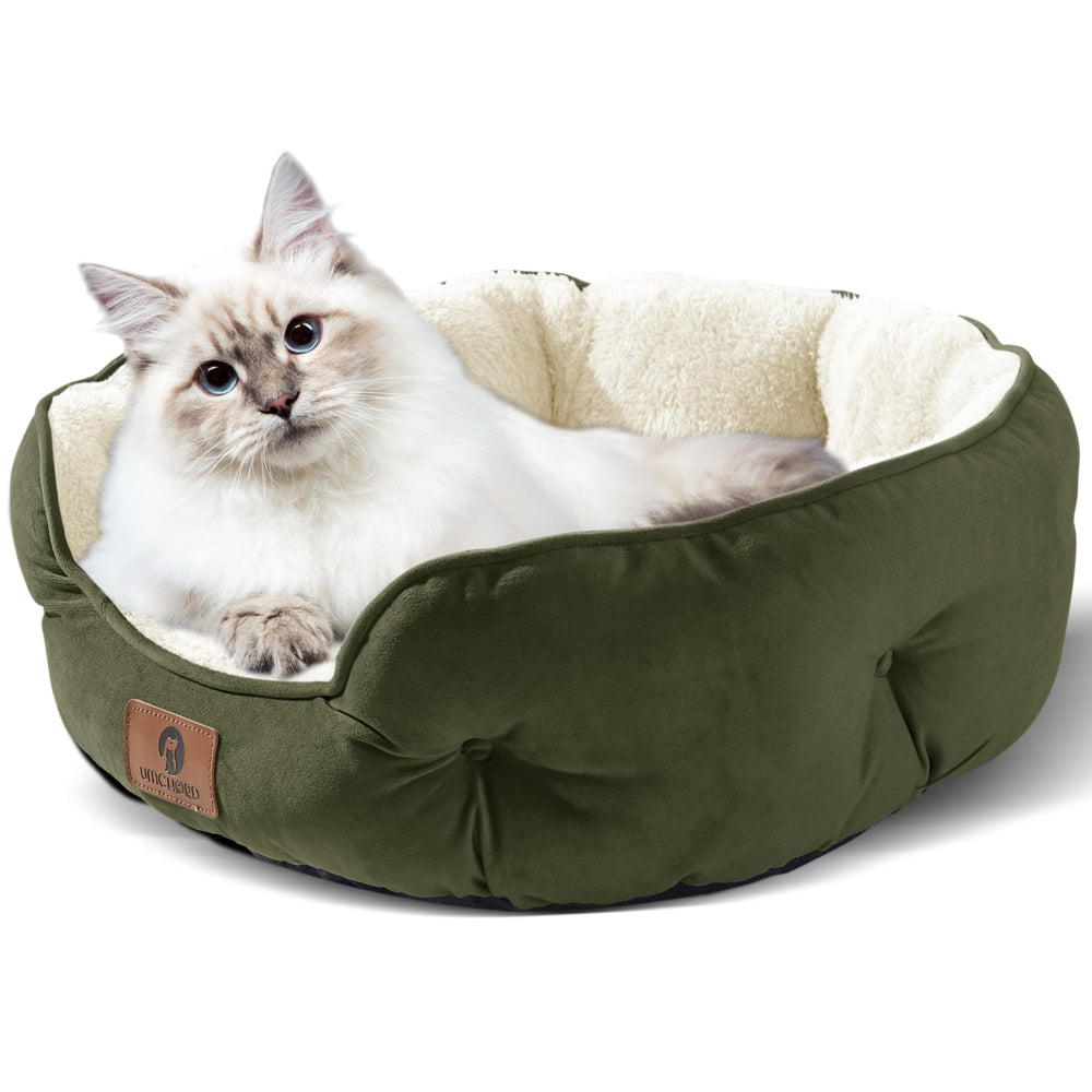 Asvin medium dog bed round design provides secure head and neck support.