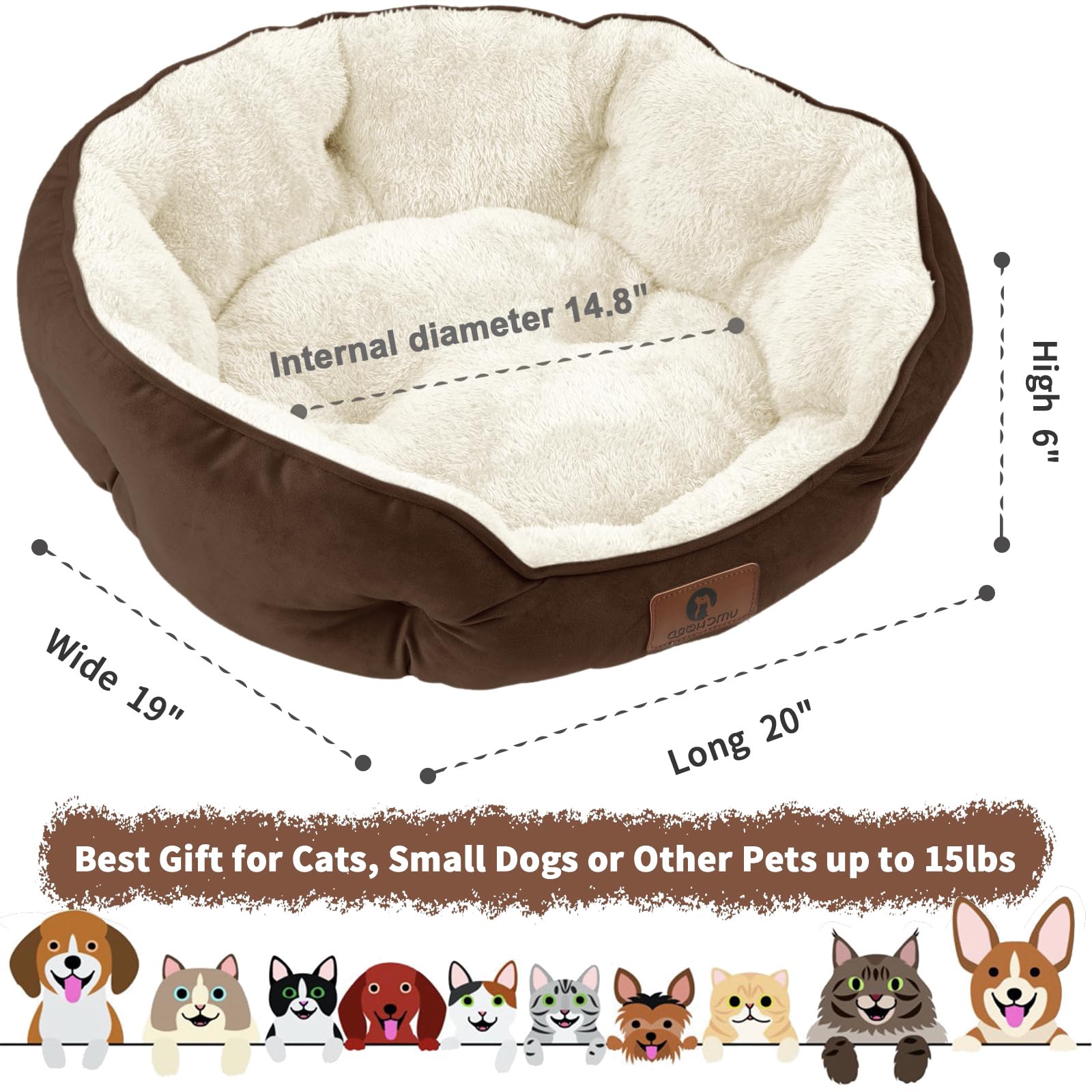 Asvin small dog bed anti-slip bottom keeps bed in place on smooth floors.