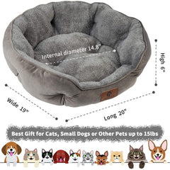 Asvin Small Dog Bed anti-slip Oxford bottom keeps bed in place.