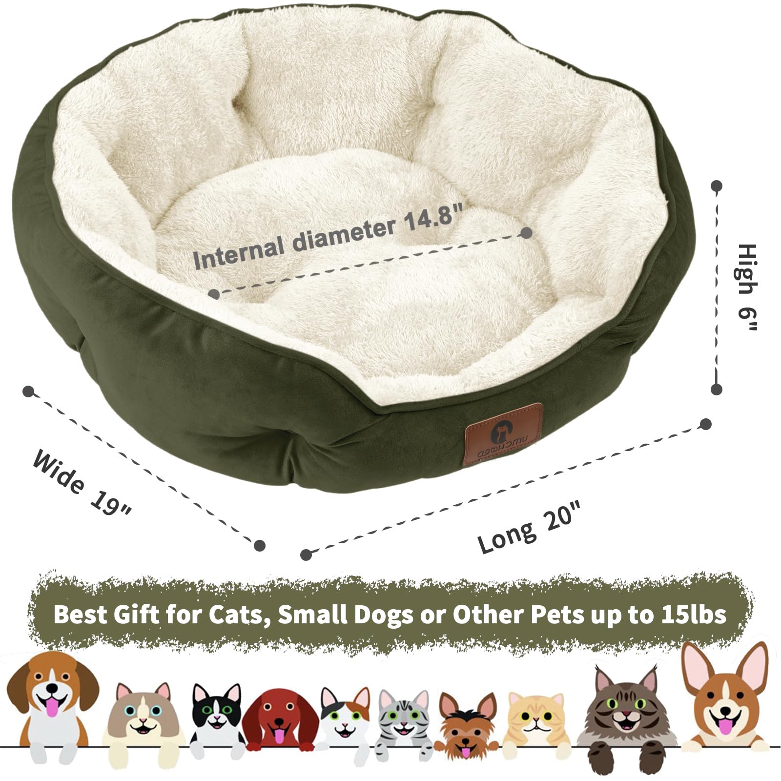 Asvin small dog bed non-slip bottom on smooth flooring.