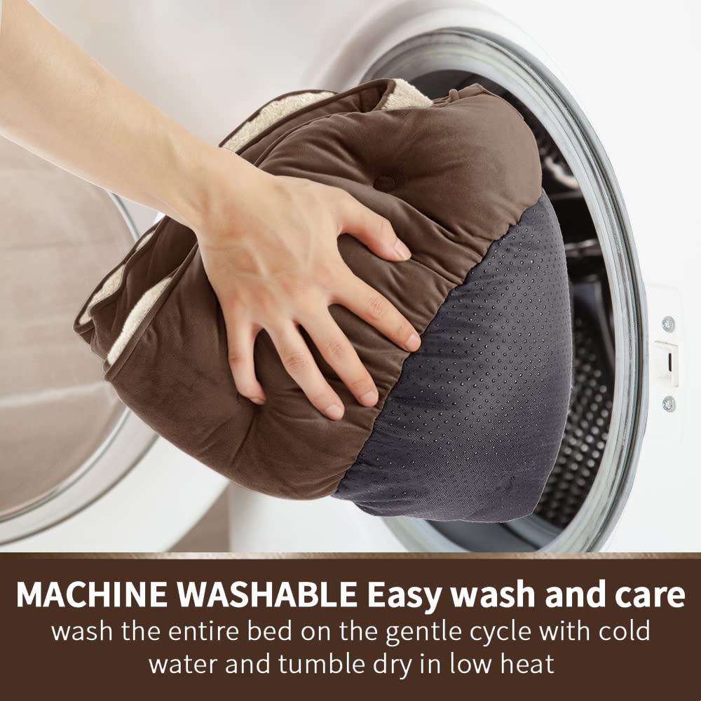Asvin small dog bed machine-washable for easy cleaning.