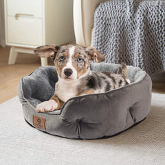 Asvin Small Dog Bed round design provides head and neck support.
