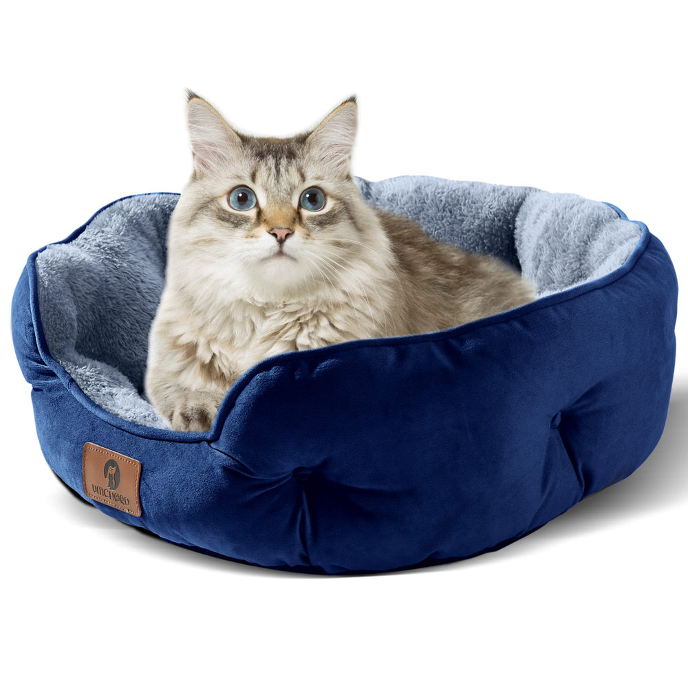 Asvin Small Dog Bed round design provides secure lounging and neck support.