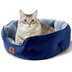Asvin Small Dog Bed round design provides secure lounging and neck support.