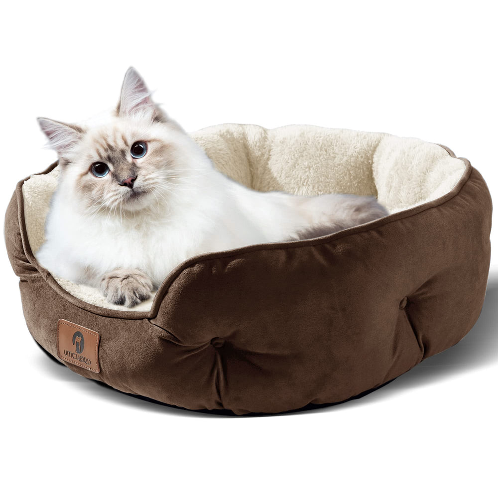 Asvin small dog bed round design illustrating secure resting space.