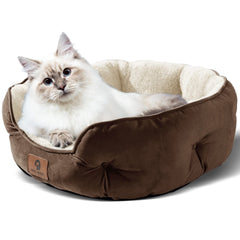 Asvin small dog bed round design illustrating secure resting space.