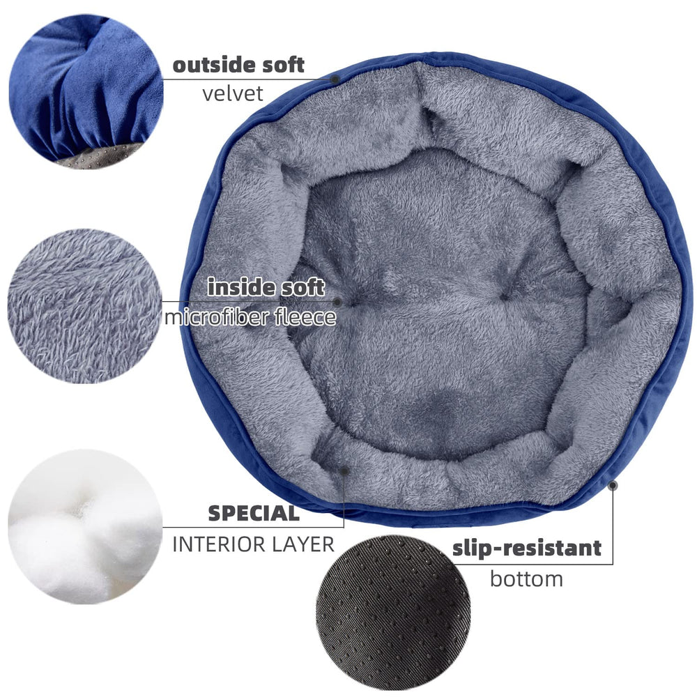 Asvin Small Dog Bed water-resistant bottom protects against damp surfaces.