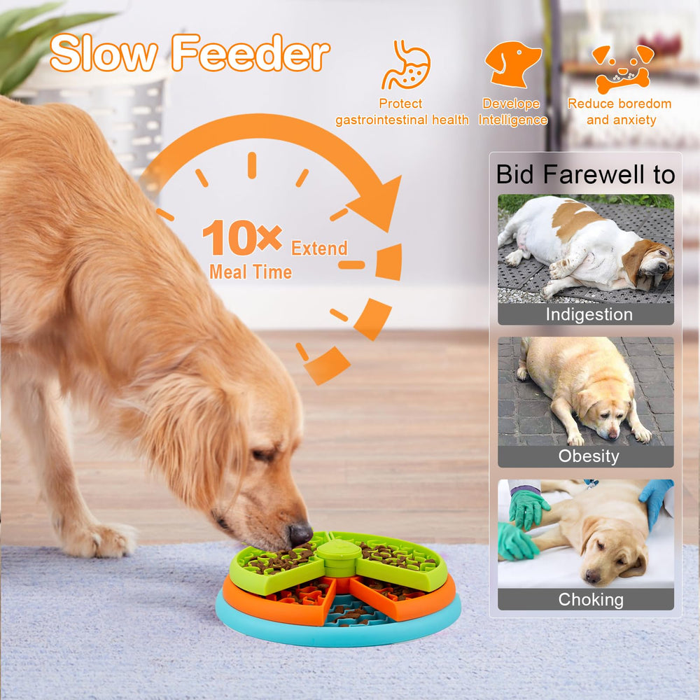 ATDOALL slow-feeder bowl 3-levels side closeup shows non-slip base for stable meals