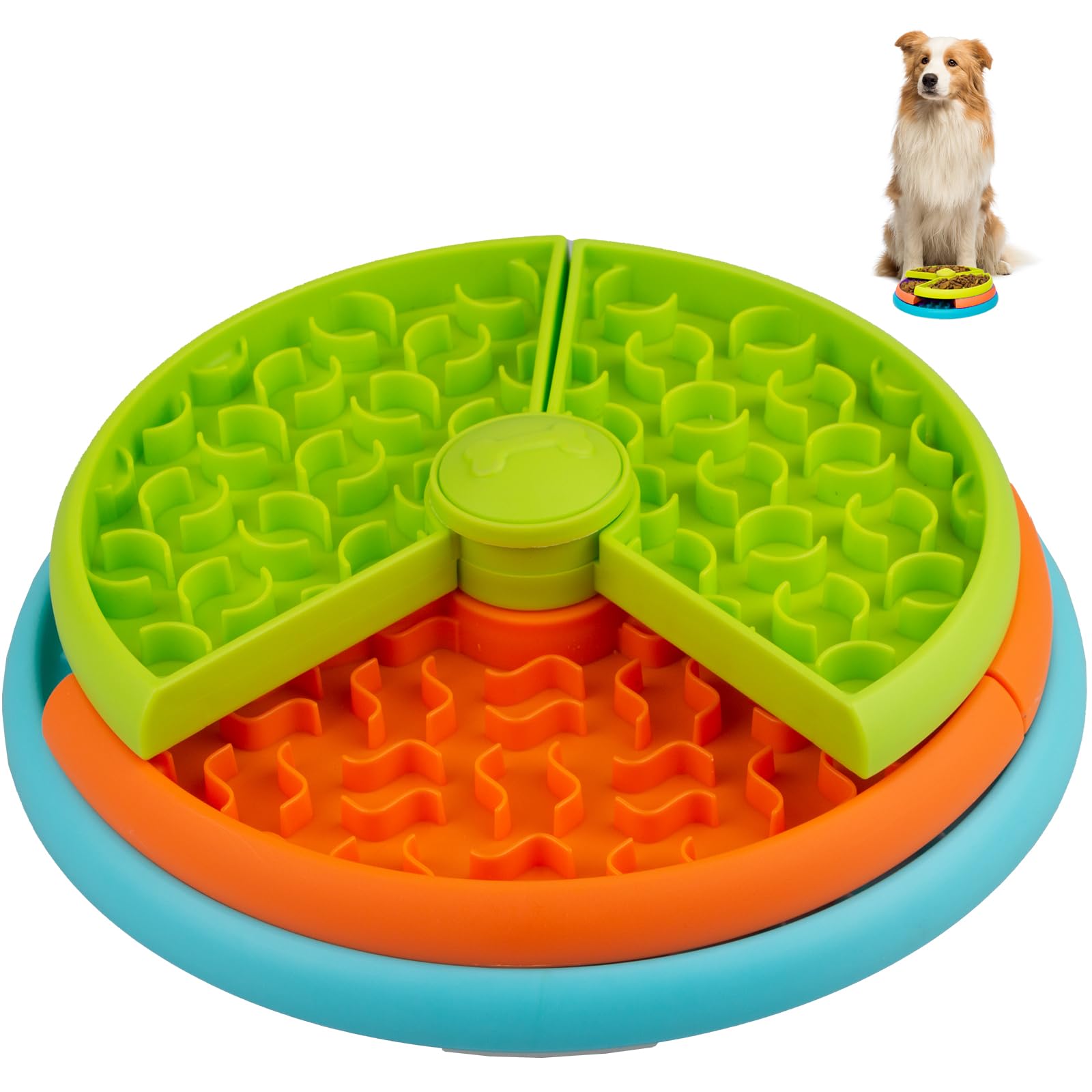 ATDOALL slow-feeder bowl 3-levels top view highlights its multi-stage maze for mindful feeding