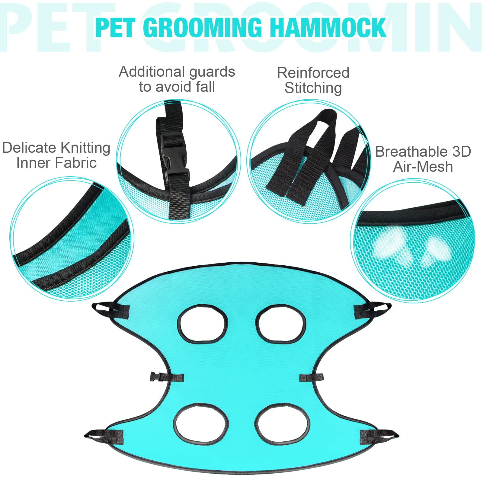 ATESON Soft mesh grooming hammock provides breathable comfort during baths