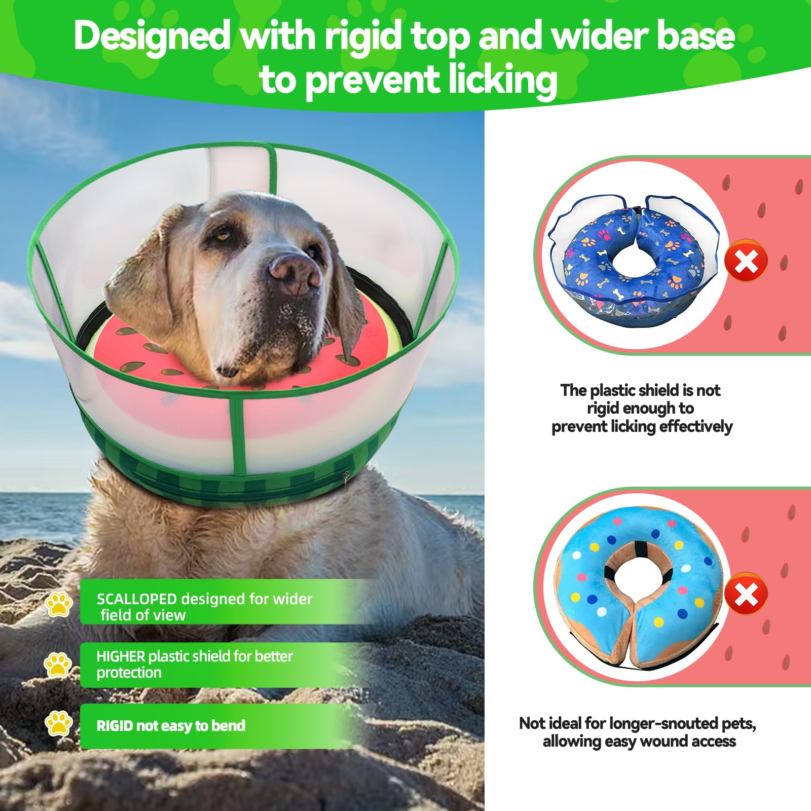 AThooDel soft-padding dog cone offers comfortable, sleep-friendly design