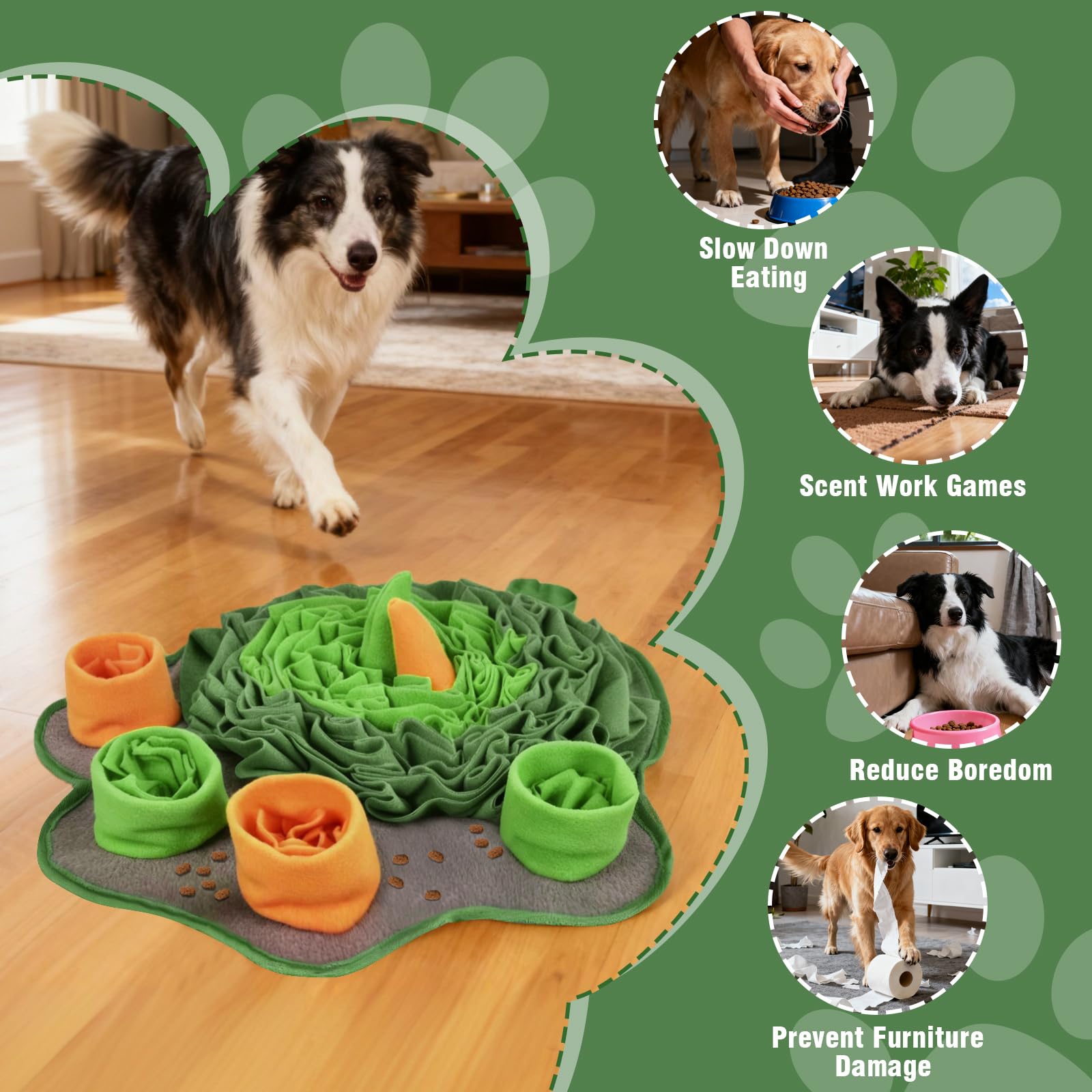 Atiansen snuffle mat grooved pockets encourage natural foraging instincts